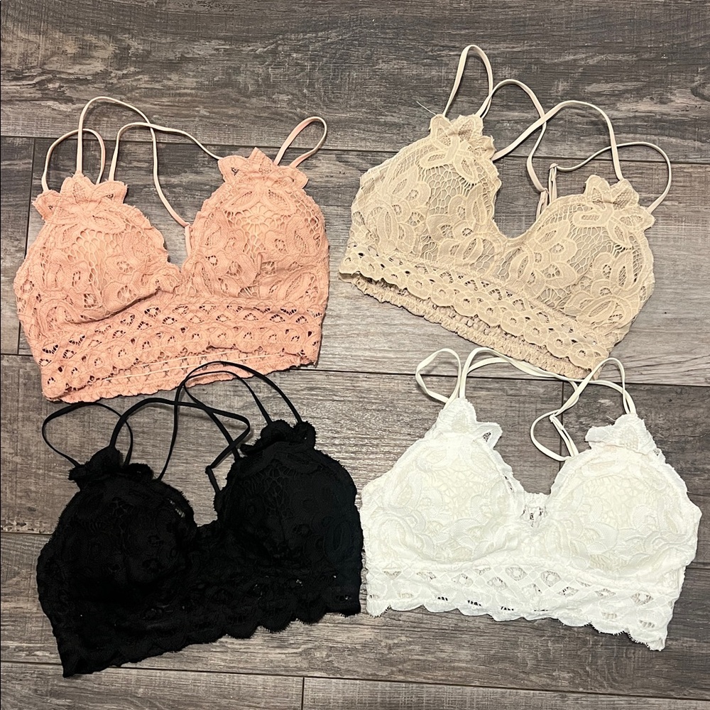 Lace Bralette Set - Black, White, Pink, Cream